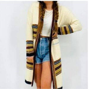 Janice Fair Isle Knit Striped Knee Length Cardigan Multicolors Women
One Size